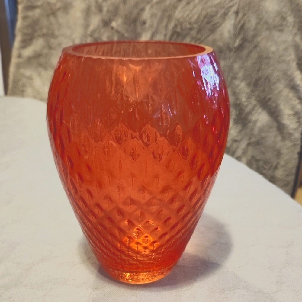 Elegant Rose Colored Raspberry Glass Vase